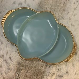 Blue decorative tray Fire King glass